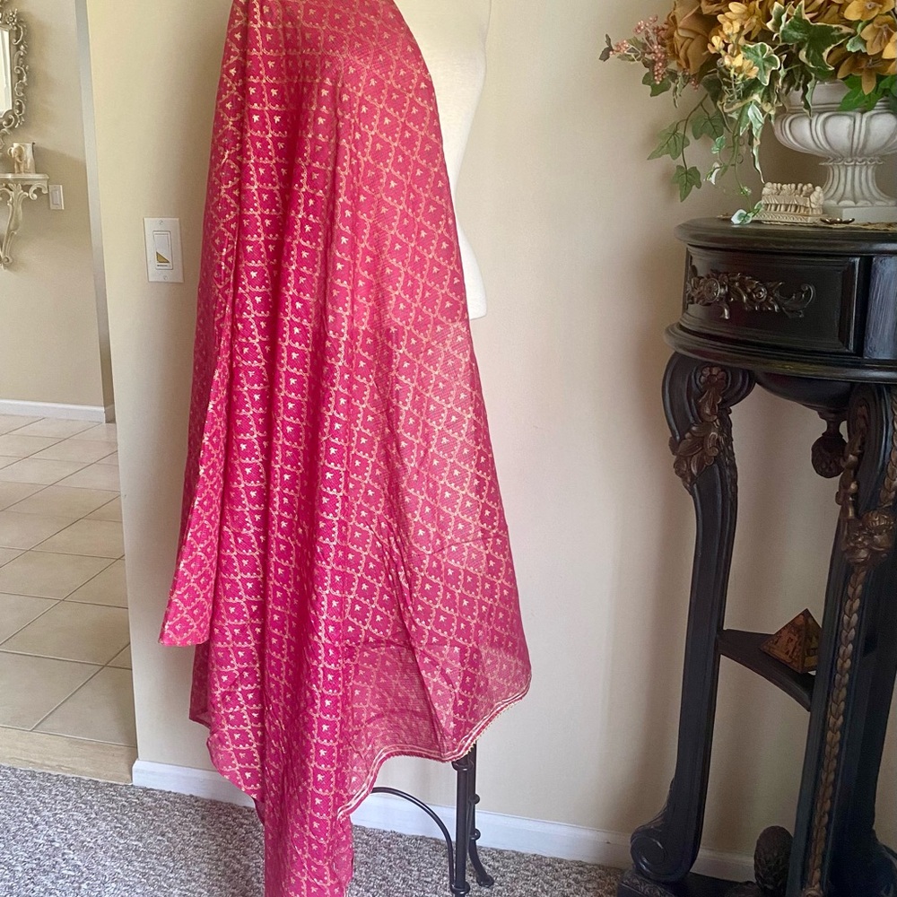 New Pink gold printed dupatta shawl scarf chunni